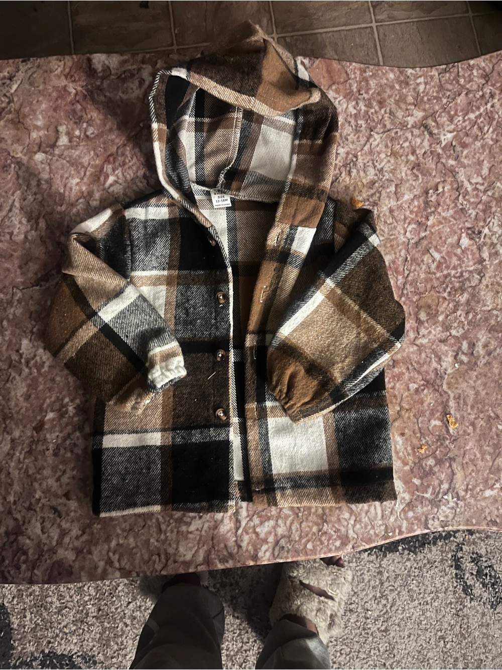 Kids Plaid Hooded Button-Up